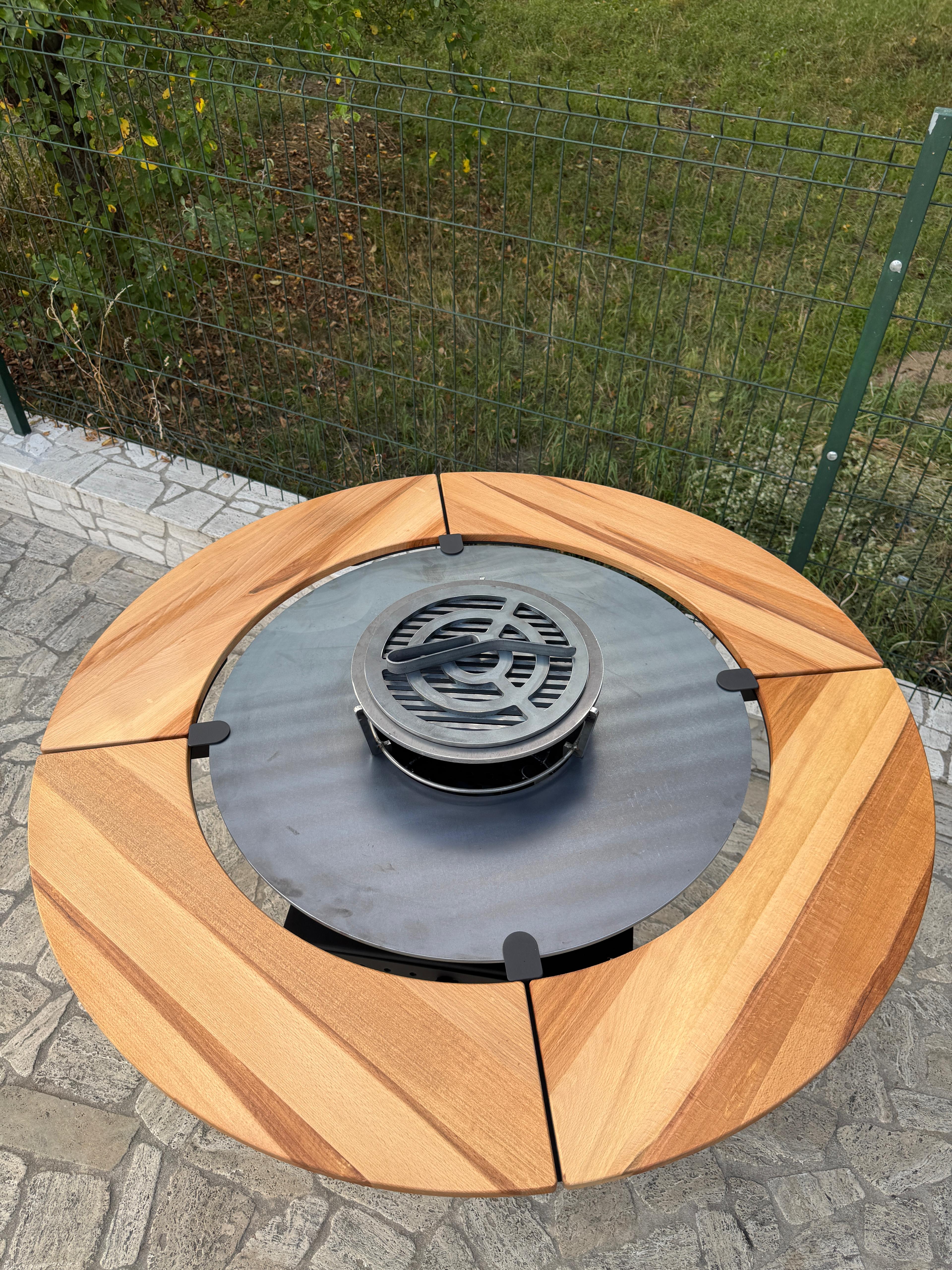 Blat de lemn pentru Grătar-plită 100cm + suporți metalici